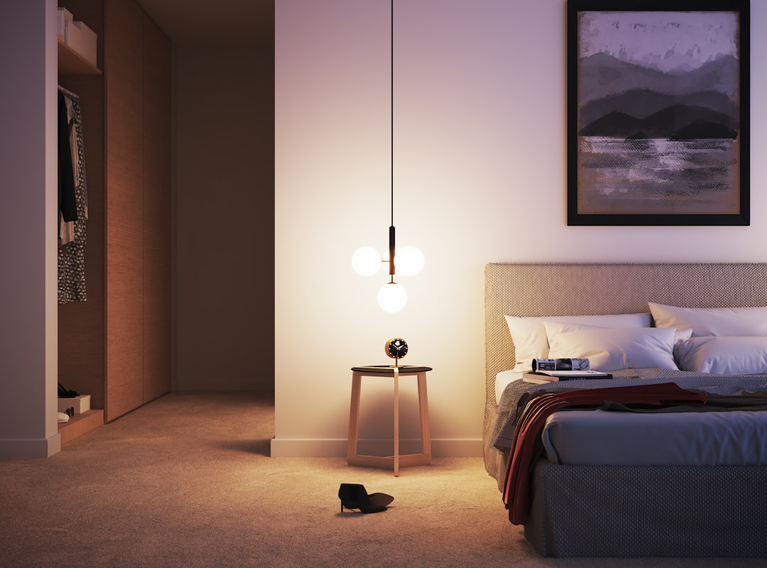 Illustration of high-efficiency sleep therapy with a serene bedroom, circadian clock motif, and a tidy nightly checklist on a nightstand